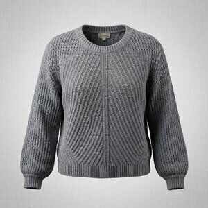 UpWest Knit Sweater Gray Women's Large Balloon Sleeves Chunky